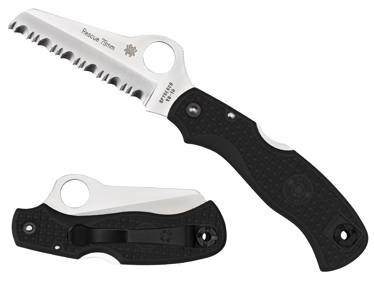 Vouwmes Spyderco Rescue Serrated Black 3 Vouwmes Spyderco Rescue Serrated Black